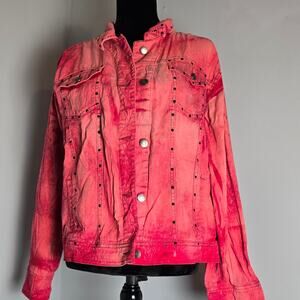 H&J light weight acid-wash, jacket with stud detailing. Women's Size XL